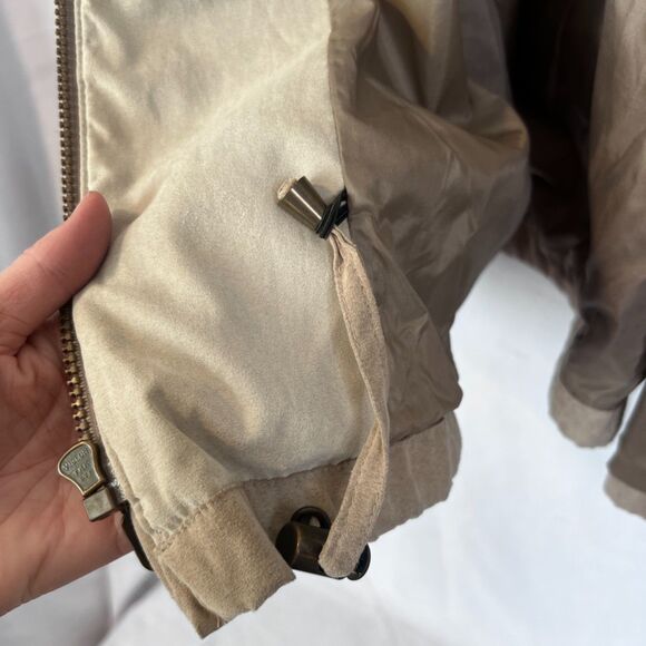 London Fog Hooded Lightweight Suede-Like Zip Up Neutral Jacket Lined Size XL - Picture 9 of 14